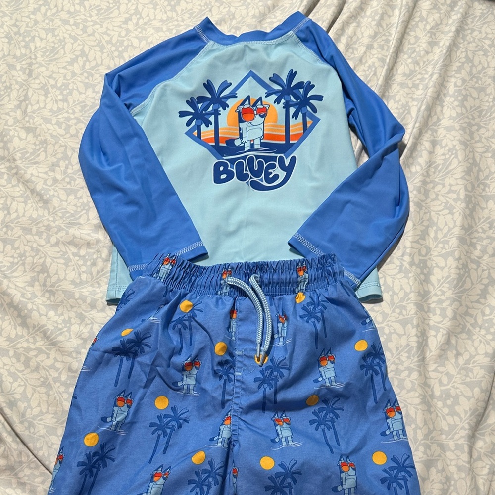 Blue Boys' Long-Sleeve Rashguard Set - Bluey Graphic